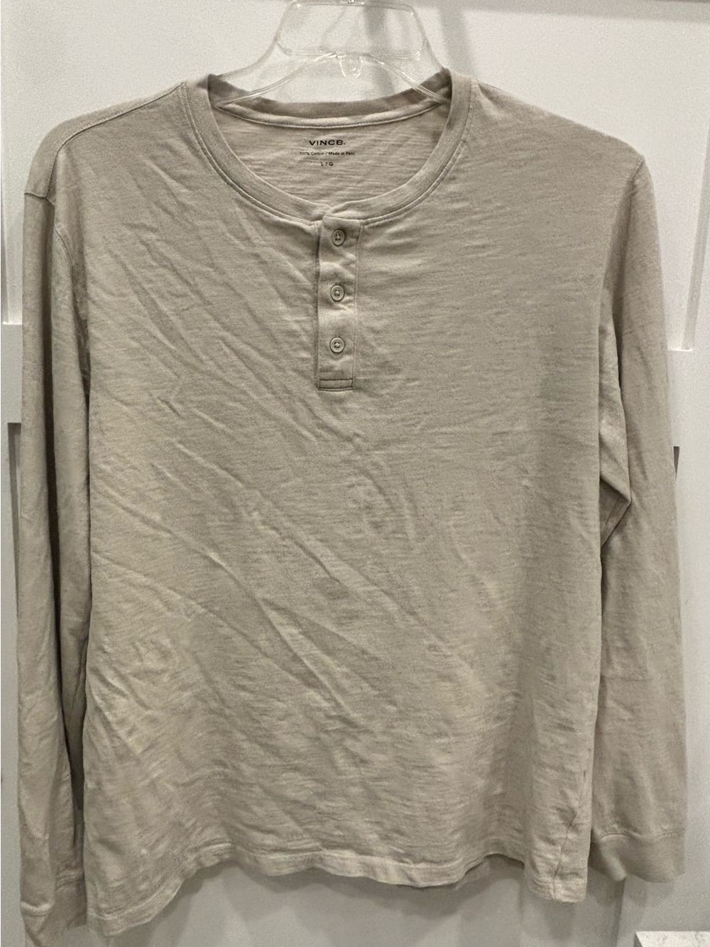 Vince Long-Sleeve Henley in Light Taupe